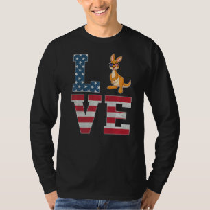 4. Juli Dekor Patriotische Liebe Kangaroo Amerikan T-Shirt