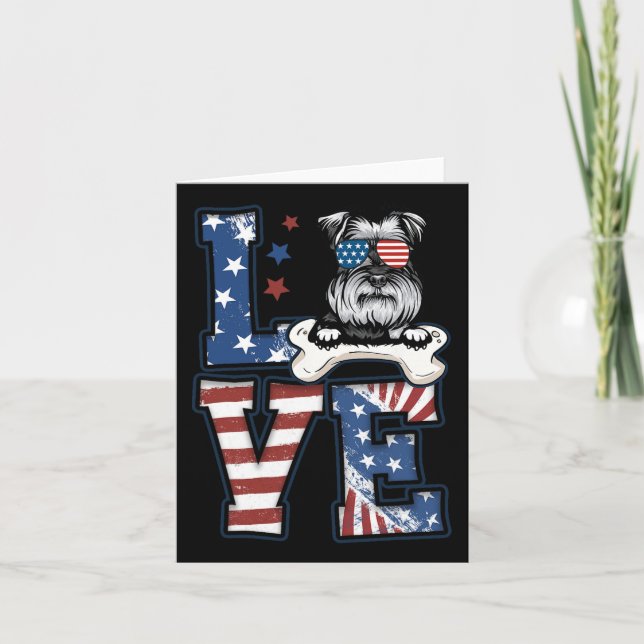 4. Juli Dekor Patriotische Liebe Schnauzer Dog Usa Karte (Vorderseite)