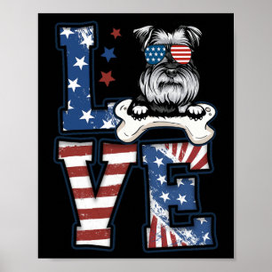 4. Juli Dekor Patriotische Liebe Schnauzer Dog Usa Poster