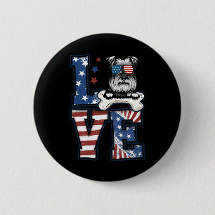 4. Juli-Dekor Patriotische Liebe Schnauzer Hund US Button