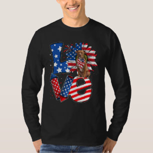 4. Juli Dekoration Patriotischer LOVE Pitbull Hund T-Shirt