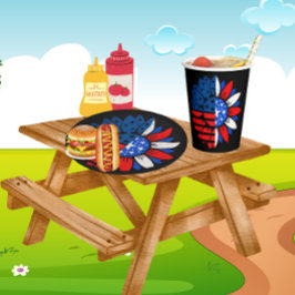 4. Juli Doppelte Blume Pappteller