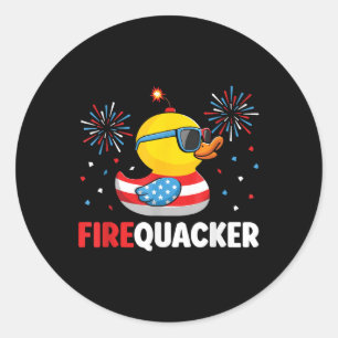 4. Juli Duck Firequacker Patriotic Vierte von J Runder Aufkleber