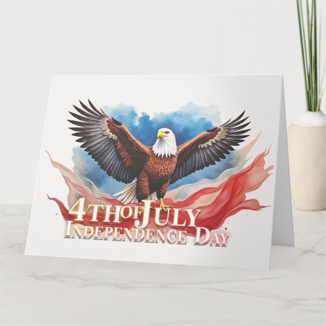 4. Juli Eagle - Patriotisches Kunstdesign Karte (Vorderseite)