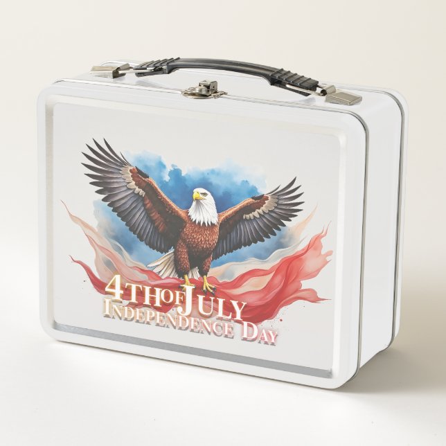 4. Juli Eagle - Patriotisches Kunstdesign Metall Brotdose (Vorderseite)