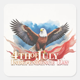 4. Juli Eagle - Patriotisches Kunstdesign Quadratischer Aufkleber