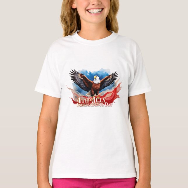 4. Juli Eagle - Patriotisches Kunstdesign T-Shirt (Vorderseite)