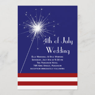 4. Juli Einladung zur Hochzeit mit Streifen
