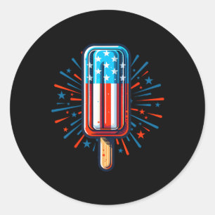 4. Juli Eiscreme American Flag Patriotic Summ Runder Aufkleber