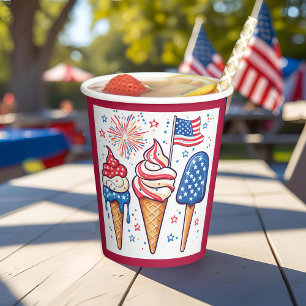 4. Juli Eiscreme-Party Pappbecher