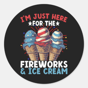 4. Juli Eiscreme Patriotisches Eiscreme Runder Aufkleber