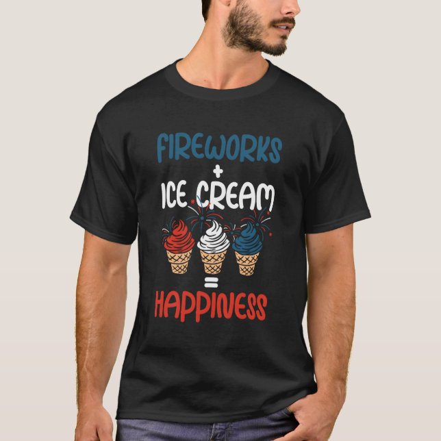 4. Juli Eiscreme Usa Eiscreme Patriotische Eiscrem T-Shirt (Vorderseite)