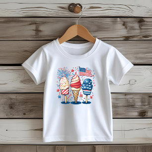 4. Juli Eiscreme USA Flag Kids T-Shirt
