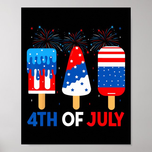 4. Juli Eiscremes Funny Patriotic American Fl Poster (Vorne)