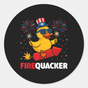 4. Juli-Enten-Feuerknaller Patriotischer Vierter J Runder Aufkleber