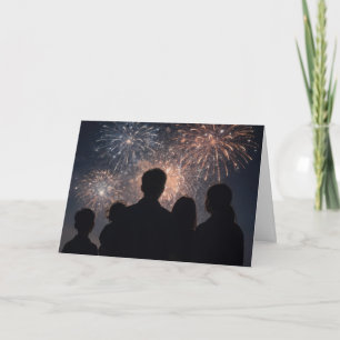 4. Juli Familie schaut Feuerwerk Karte