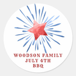 4. Juli Familienname GRILLEN Classic Round Sticker
