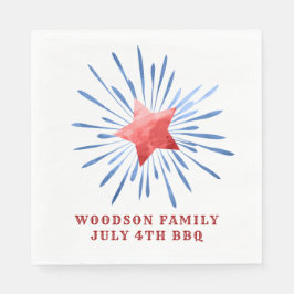 4. Juli Familienname GRILLEN Classic Round Sticker Serviette