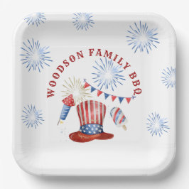 4. Juli Familienname GRILLEN Pappteller