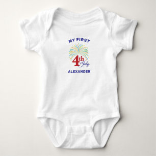 4. Juli farbiges Patriotisches Feuerwerk Baby Strampler