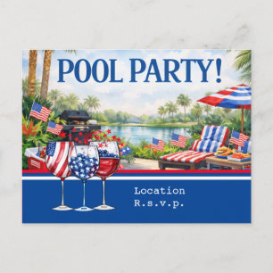 4. Juli Feier Grillparty Poolparty Postkarte