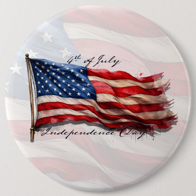 4. Juli - Feiern mit US-Flagge Button (Vorderseite)