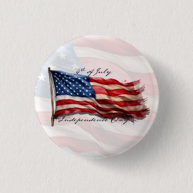 4. Juli - Feiern mit US-Flagge Button (Vorderseite)