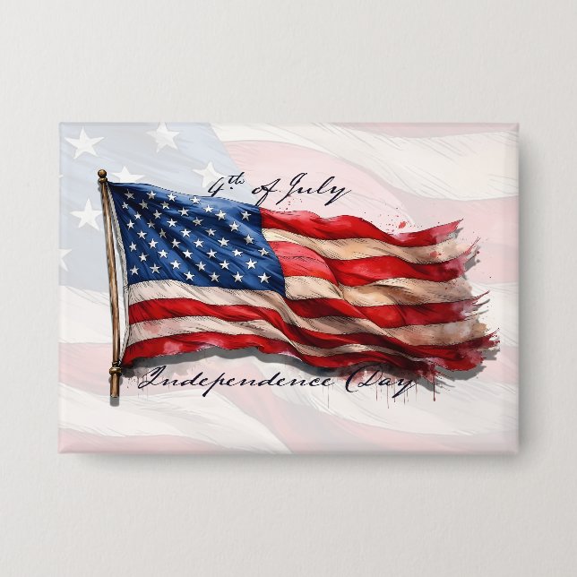 4. Juli - Feiern mit US-Flagge Button (Vorderseite)
