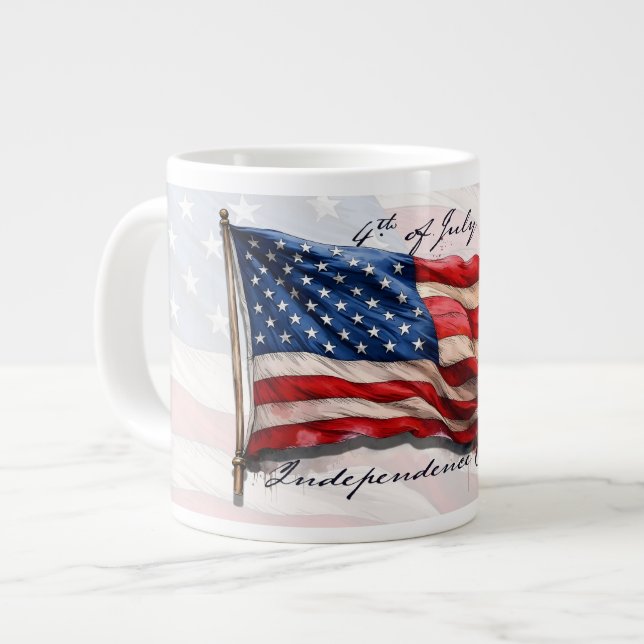 4. Juli - Feiern mit US-Flagge Jumbo-Tasse (Vorderseite Links)