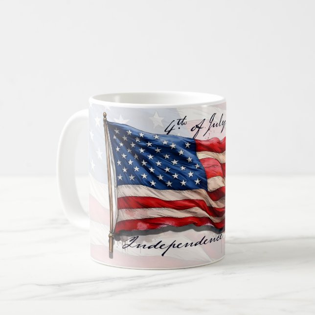 4. Juli - Feiern mit US-Flagge Kaffeetasse (Vorderseite Links)