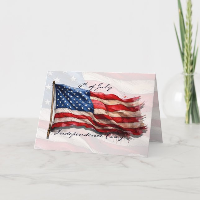 4. Juli - Feiern mit US-Flagge Karte (Vorderseite)