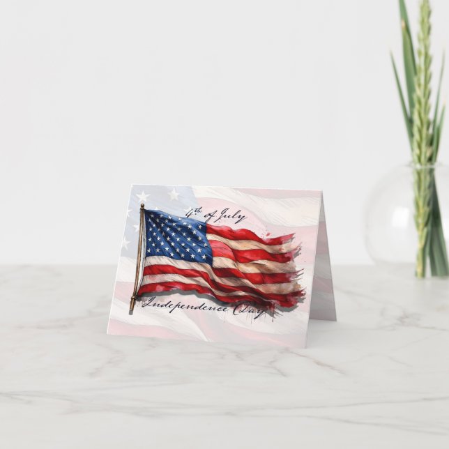 4. Juli - Feiern mit US-Flagge Karte (Vorderseite)