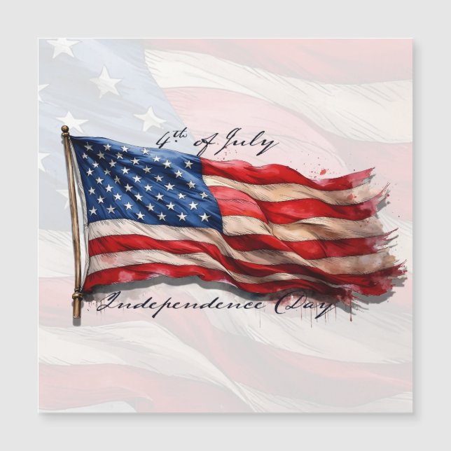 4. Juli - Feiern mit US-Flagge Magnetkarte (Vorderseite)