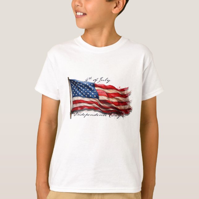 4. Juli - Feiern mit US-Flagge T-Shirt (Vorderseite)