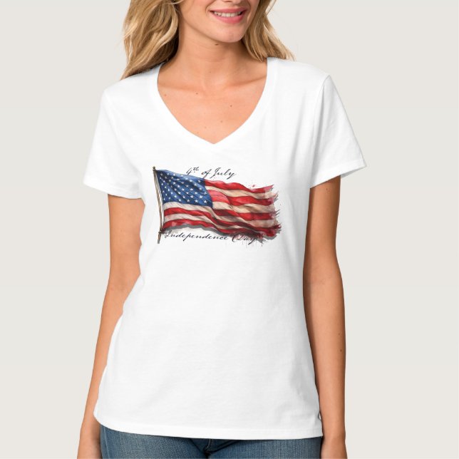 4. Juli - Feiern mit US-Flagge T-Shirt (Vorderseite)