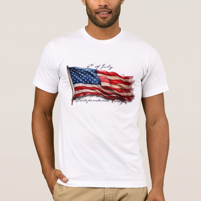 4. Juli - Feiern mit US-Flagge T-Shirt (Vorderseite)