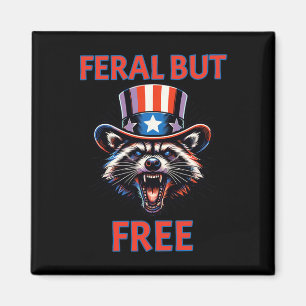 4. Juli Feral aber Free Patriotic Raccoon Funny Magnet