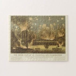 4. Juli Feuerwerk auf der Brooklyn Bridge