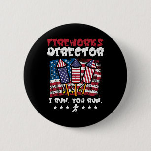 4. Juli Feuerwerk Direktor I Run Funny Us Flag Am Button