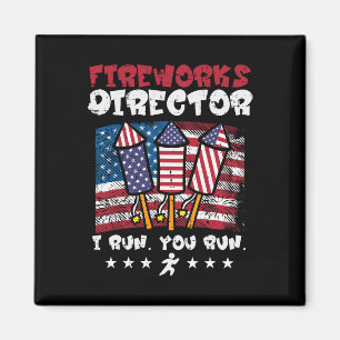 4. Juli Feuerwerk Direktor I Run Funny Us Flag Am Magnet
