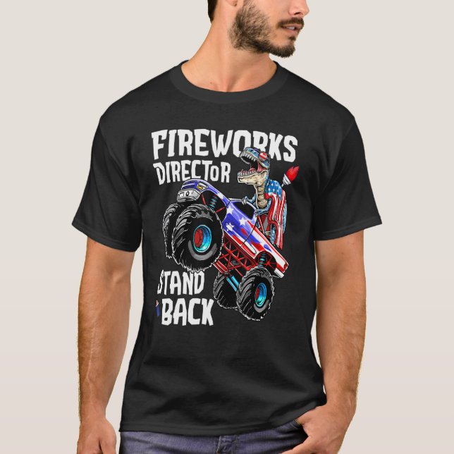 4. Juli Feuerwerk Direktor Rex Monster Truck K T-Shirt (Vorderseite)