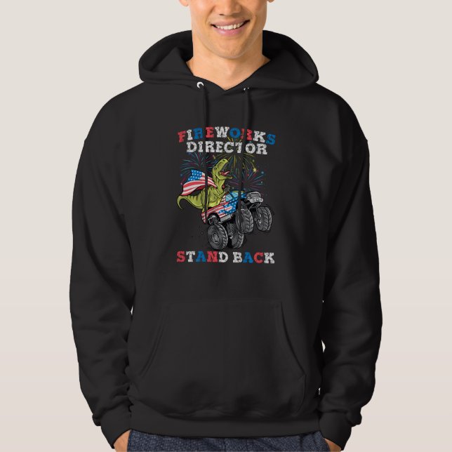4. Juli Feuerwerk Direktor T Rex Monster Truck Hoodie (Vorderseite)