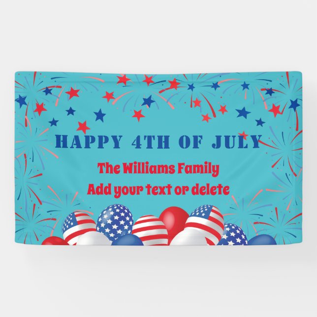 4. Juli Feuerwerk Personalisiertes Party Banner (Horizontal)