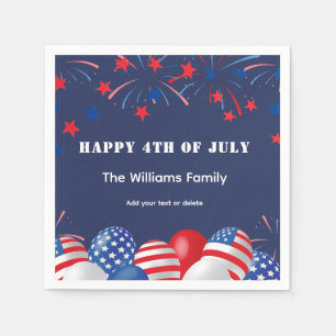 4. Juli Feuerwerk Personalisiertes Party Serviette