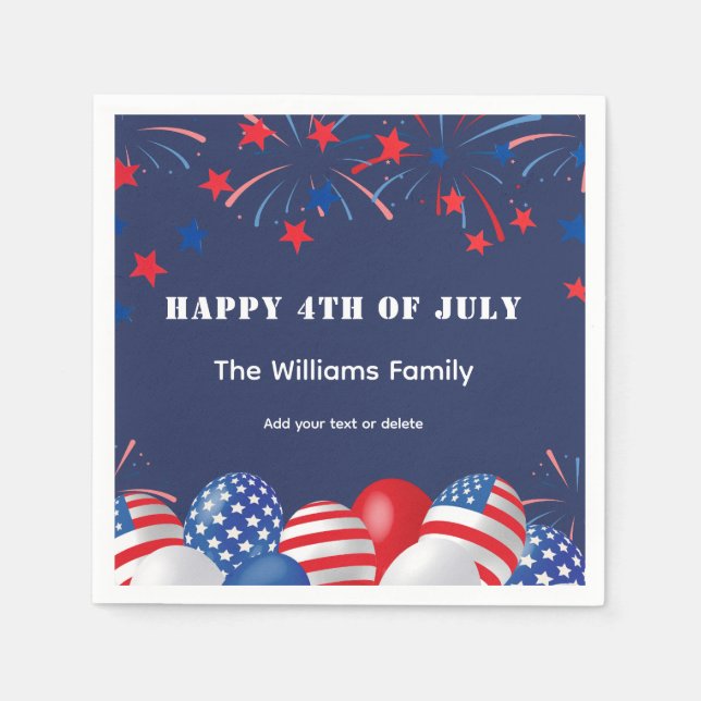 4. Juli Feuerwerk Personalisiertes Party Serviette (Vorderseite)