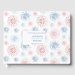4. Juli Feuerwerk Rot Weiß Blau Hochzeit  Gästebuch