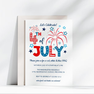 4. Juli Feuerwerk Stars   GRILLEN PARTY Einladung