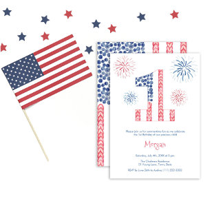4. Juli Feuerwerk Unisex Twins 1. Geburtstag Party Einladung