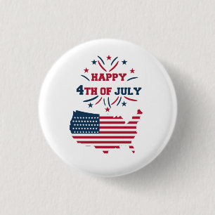 4. Juli Feuerwerk USA Rot Weiß Blau Flagge  Button
