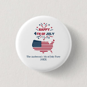 4. Juli Feuerwerk USA Rot Weiß Blau Flagge Button